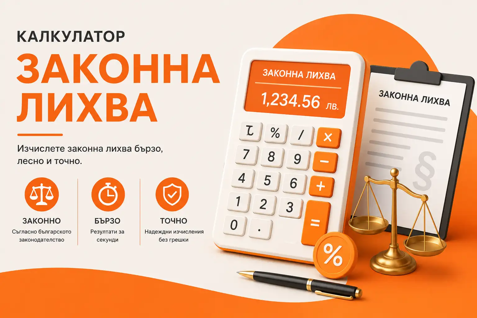 Калкулатор законна лихва за бързо изчисляване на законна лихва онлайн