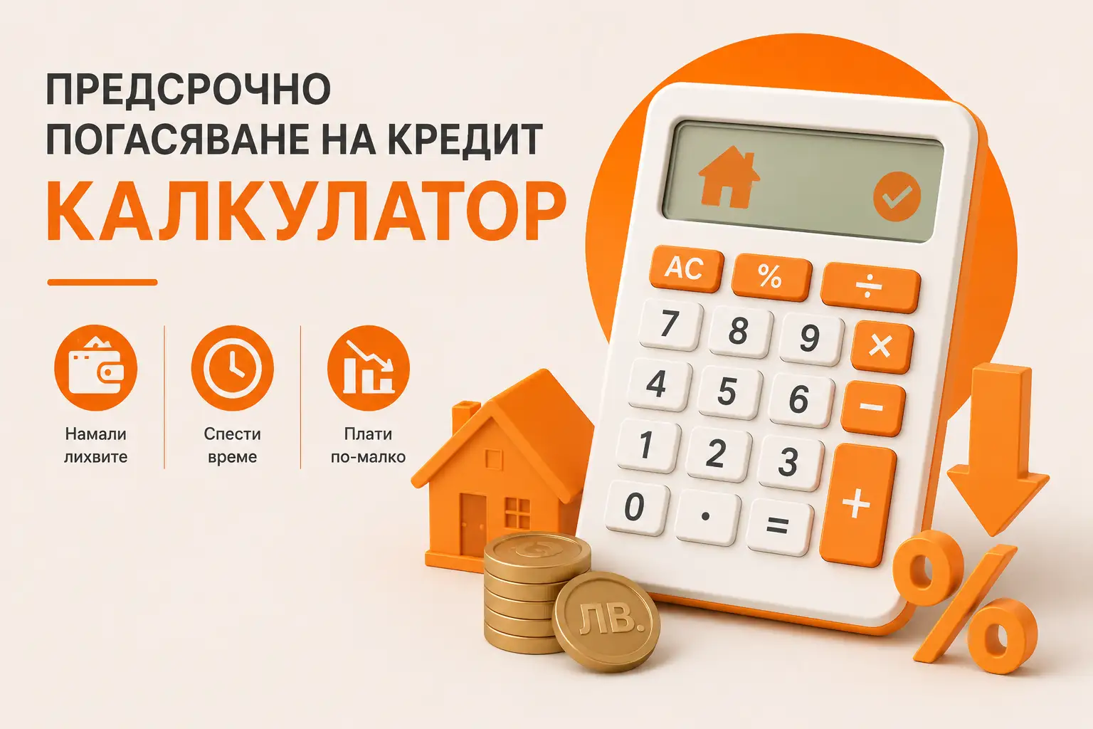 Калкулатор за предсрочно погасяване на кредит и изчисляване на спестени лихви